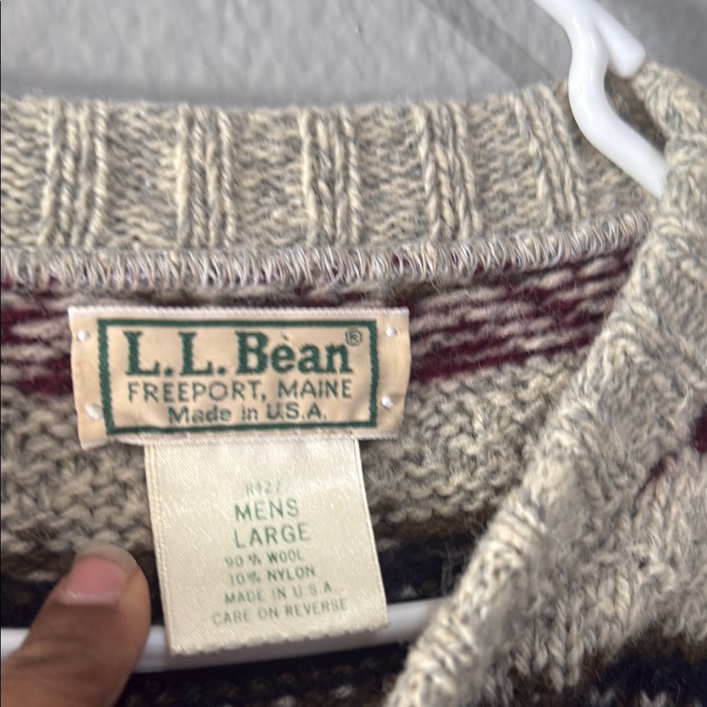 Vintage LL bean Men's Patterned wool Sweater - dad sweater thick warm - Picture 5 of 9